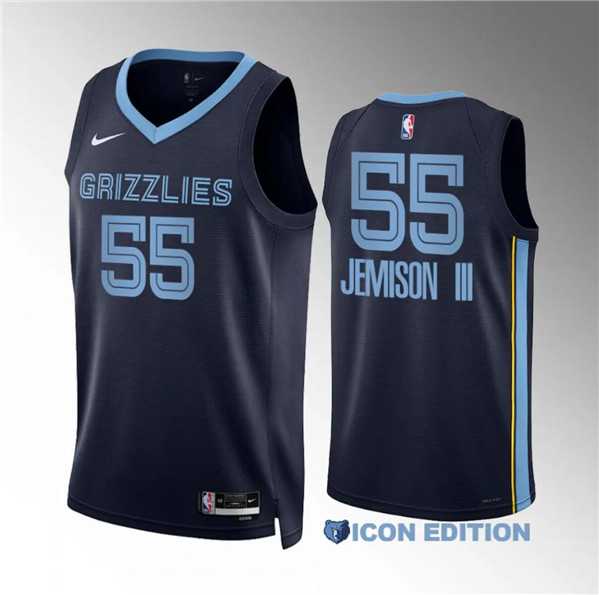 Men%27s Memphis Grizzlies #55 Trey Jemison Iii Navy Icon Edition Stitched Jersey Dzhi
